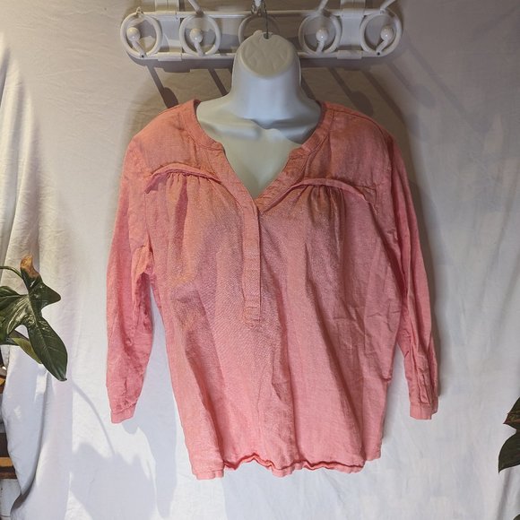 Denver Hayes Washable Pink Linen Blouse Top - Picture 1 of 3